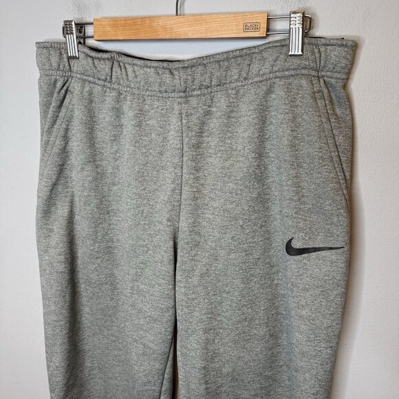 Men’s Nike Large Sweatpants Grey Fleece Lined Dri fit Inside Drawstring Gray - Picture 3 of 6